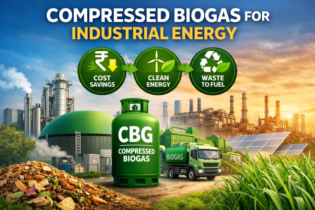 Compressed biogas plant for industrial energy with waste to fuel process and clean energy benefits